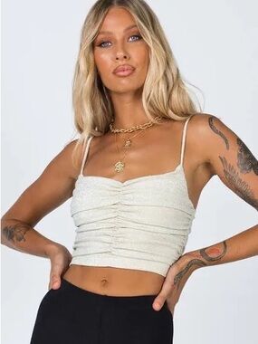Princess Polly Gigi Glitter Top Champagne